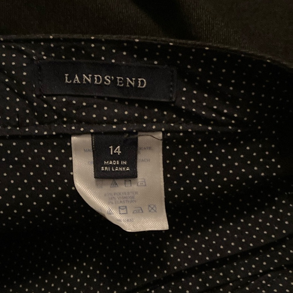 Lands End charcoal grey wool pants , flat front